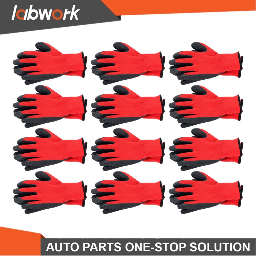 Labwork Cut Resistant Size L 12Pack Crinkle Latex Rubber Coated Grip Work Gloves