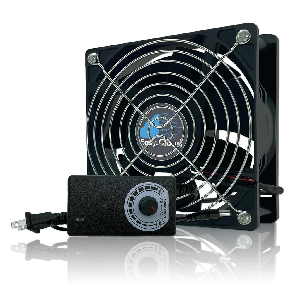 120mm Computer Fan, AC Plug w/ Speed Controller | Dual Ball Bearing (Easy Cloud)