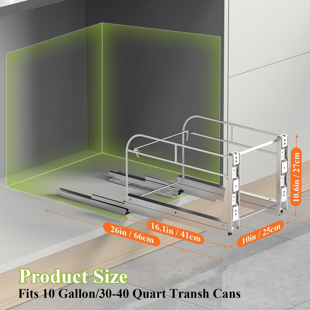 Pull Out Trash Can Under Cabinet Shelf, Under Cabinet Trash Cans Pull Out Kit...