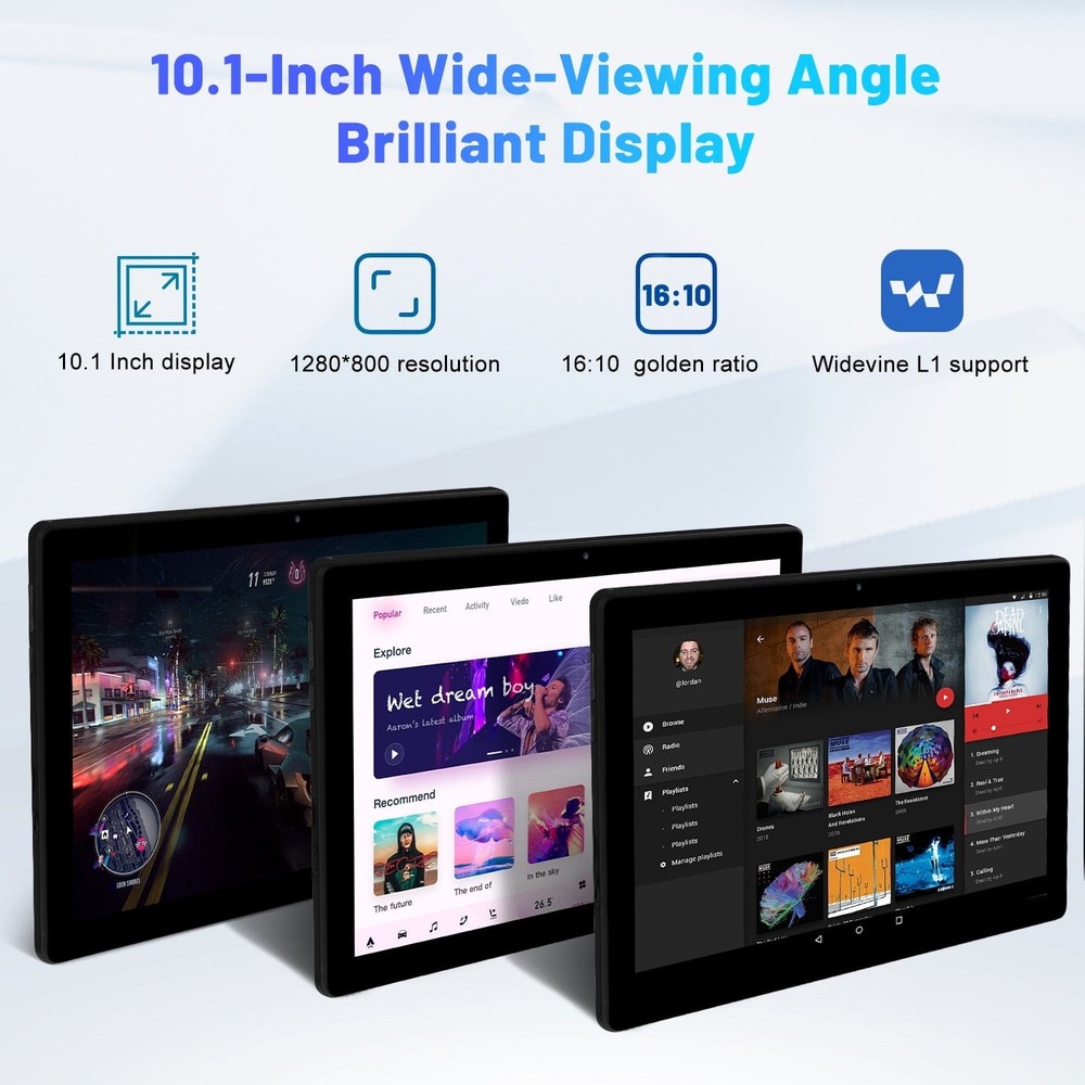 2025 Tablet 10.1 inch Android 14 with 10GB RAM 64GB ROM Bluetooth Dual Camera