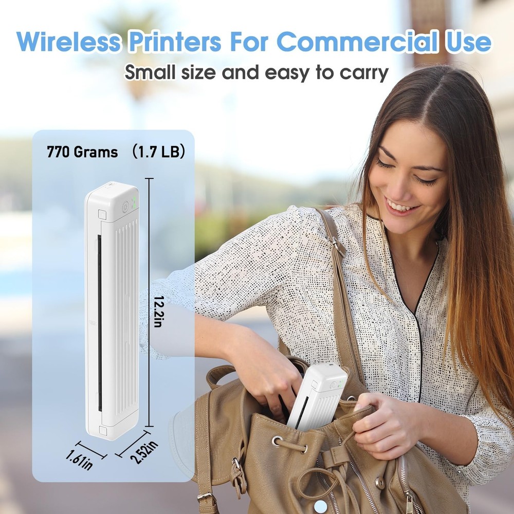 Odaro Portable Wireless Printer - P831 Thermal Transfer Printer, Small Busine...