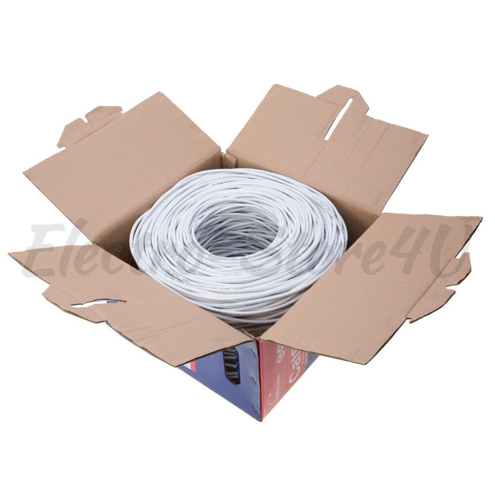 Shielded 1000ft Cat5e Cable White Network FTP Solid Ethernet Lan 24AWG Bulk Wire