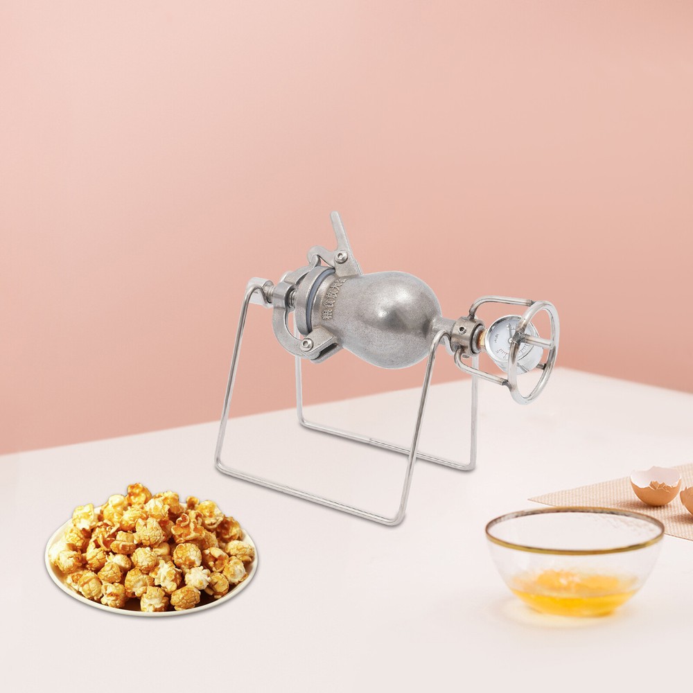 Silver Mini Hand Popcorn Maker Stainless Steel Popcorn Machine Old-Fashioned NEW