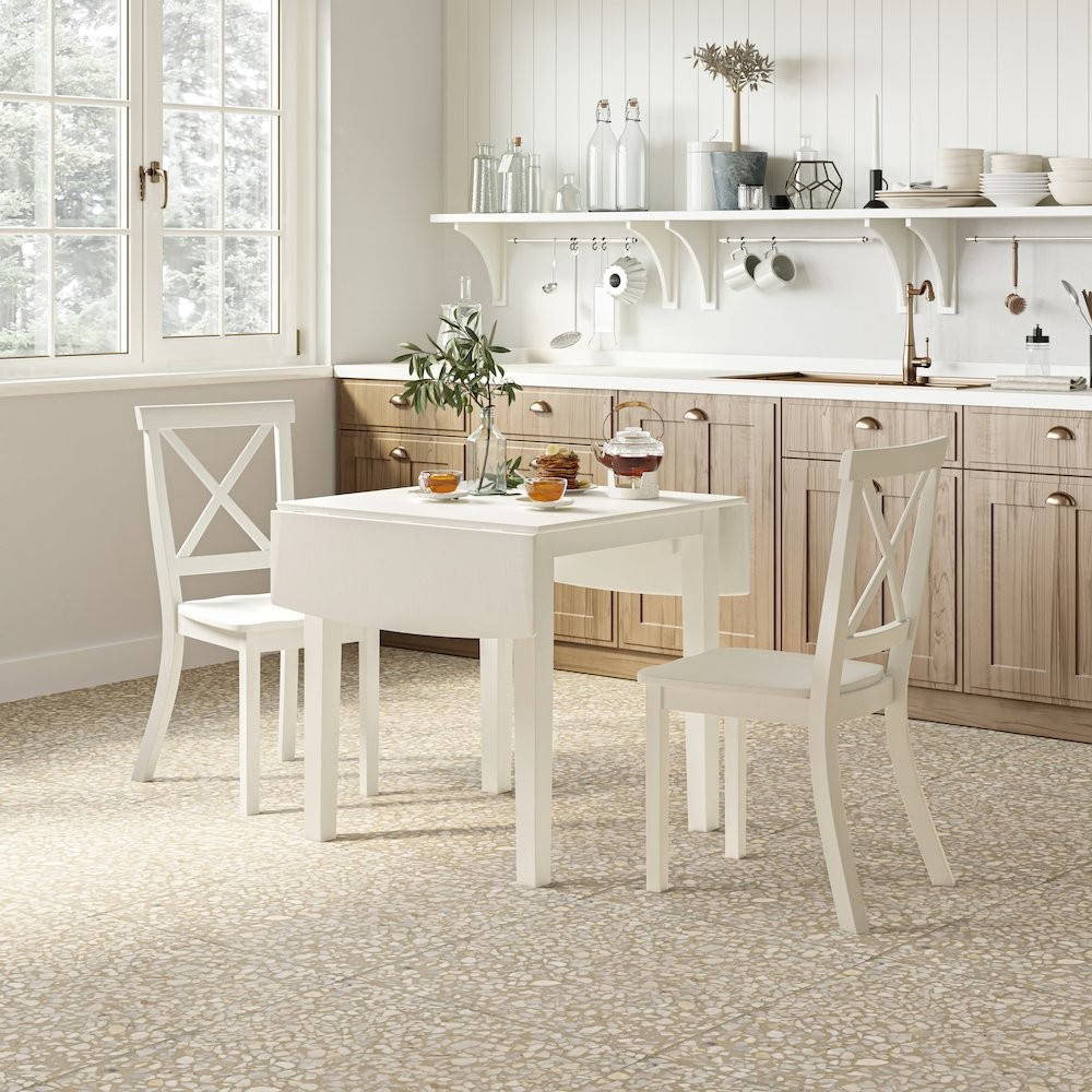 Eastern Tides Coastal Wire-Brushed Acacia Three Piece Cross-Back Dining Set