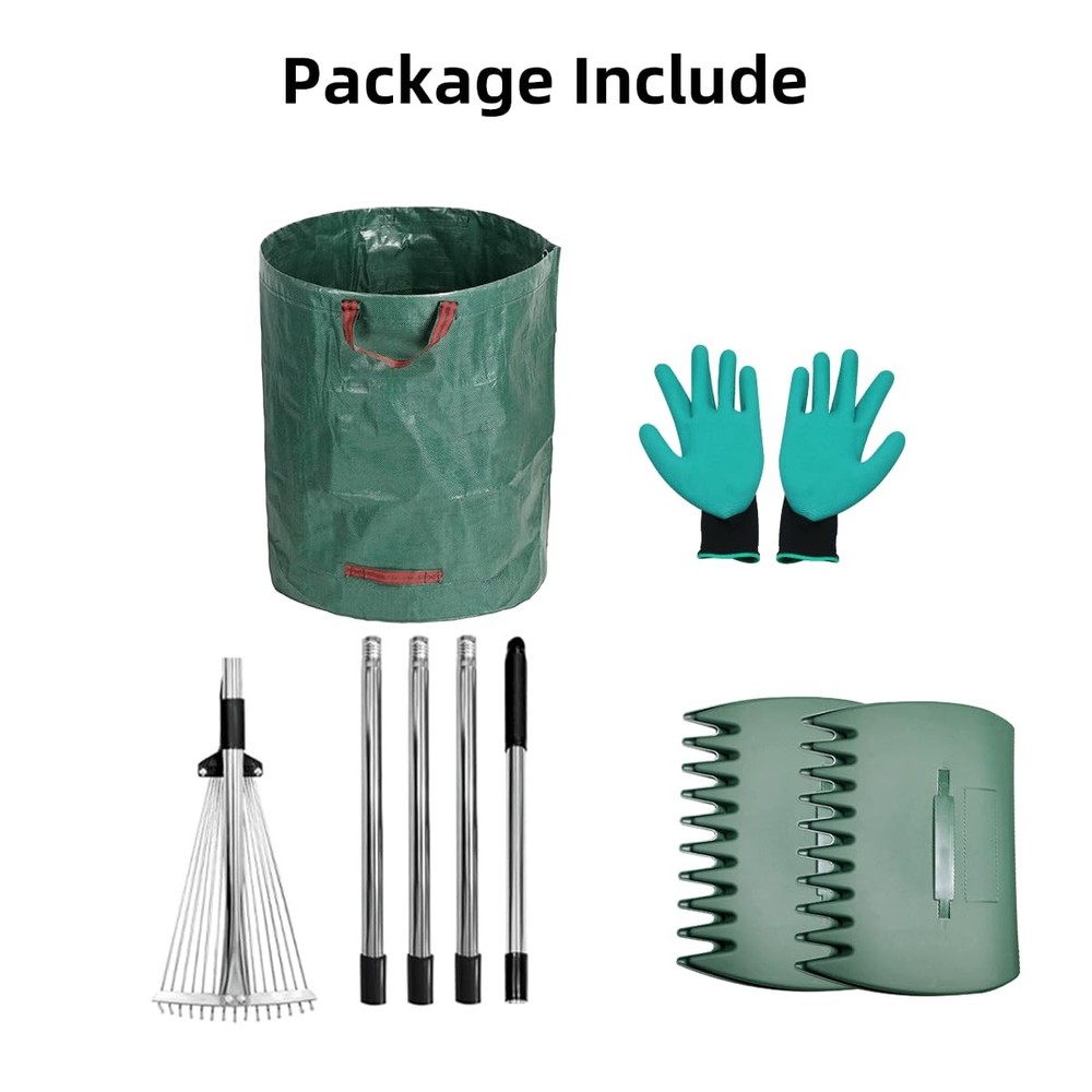 Adjustable Metal Leaf Set 65" Adjustable Handle Rake Set,32-63" Handle, 8-23"...