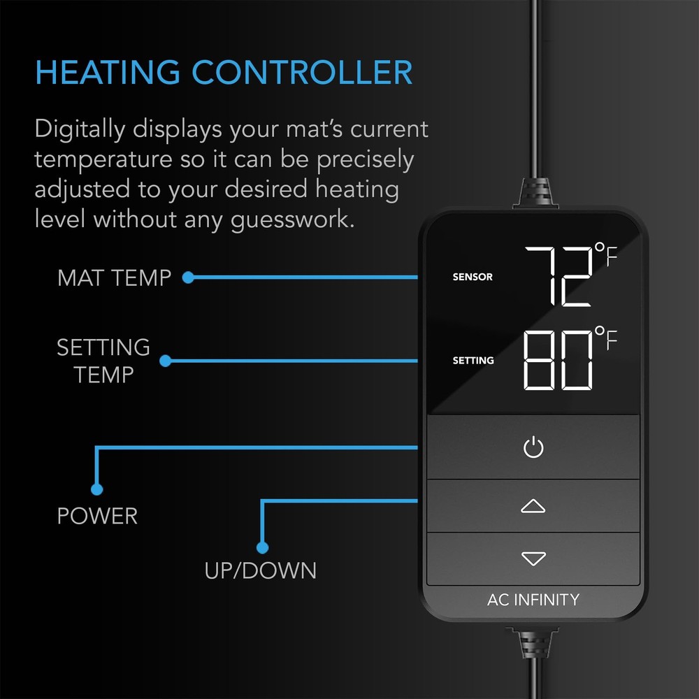 SUNCORE H3, Seedling Mat 10” x 20.75” with Digital Thermostat Controller for ...