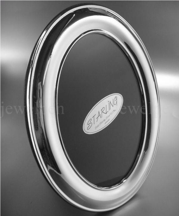 06x09 Elegant Oval Smooth Photo Frame Solid 925 Sterling Silver (V2)