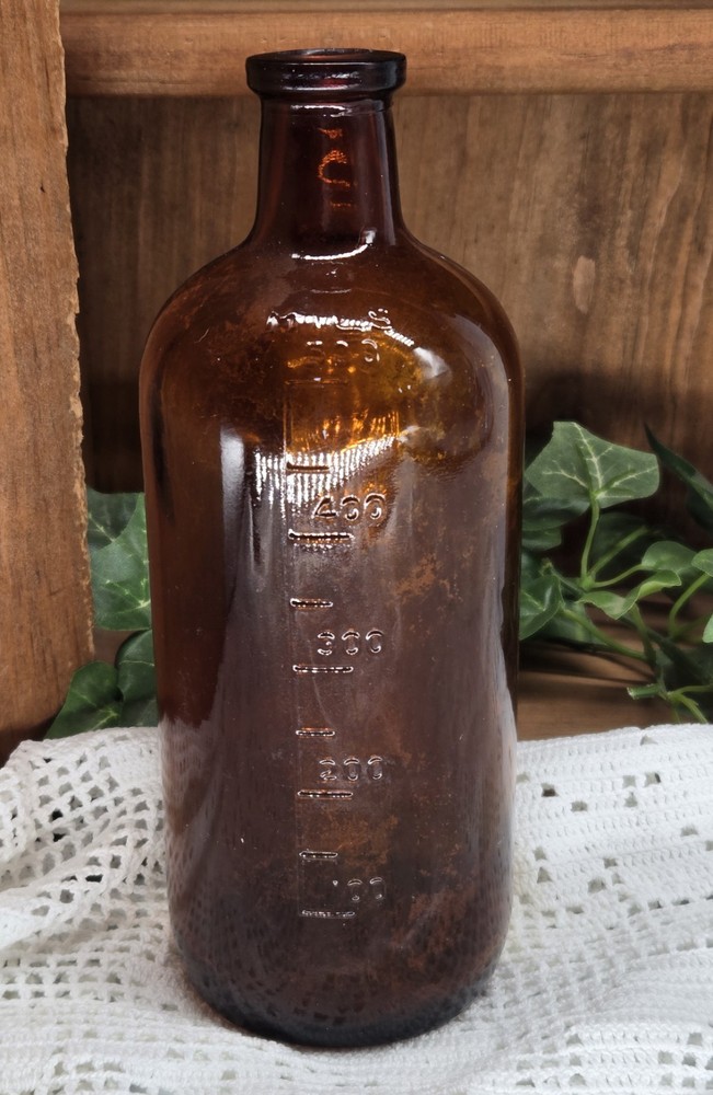 amber bottle w/ fall barn (26015) hand painted