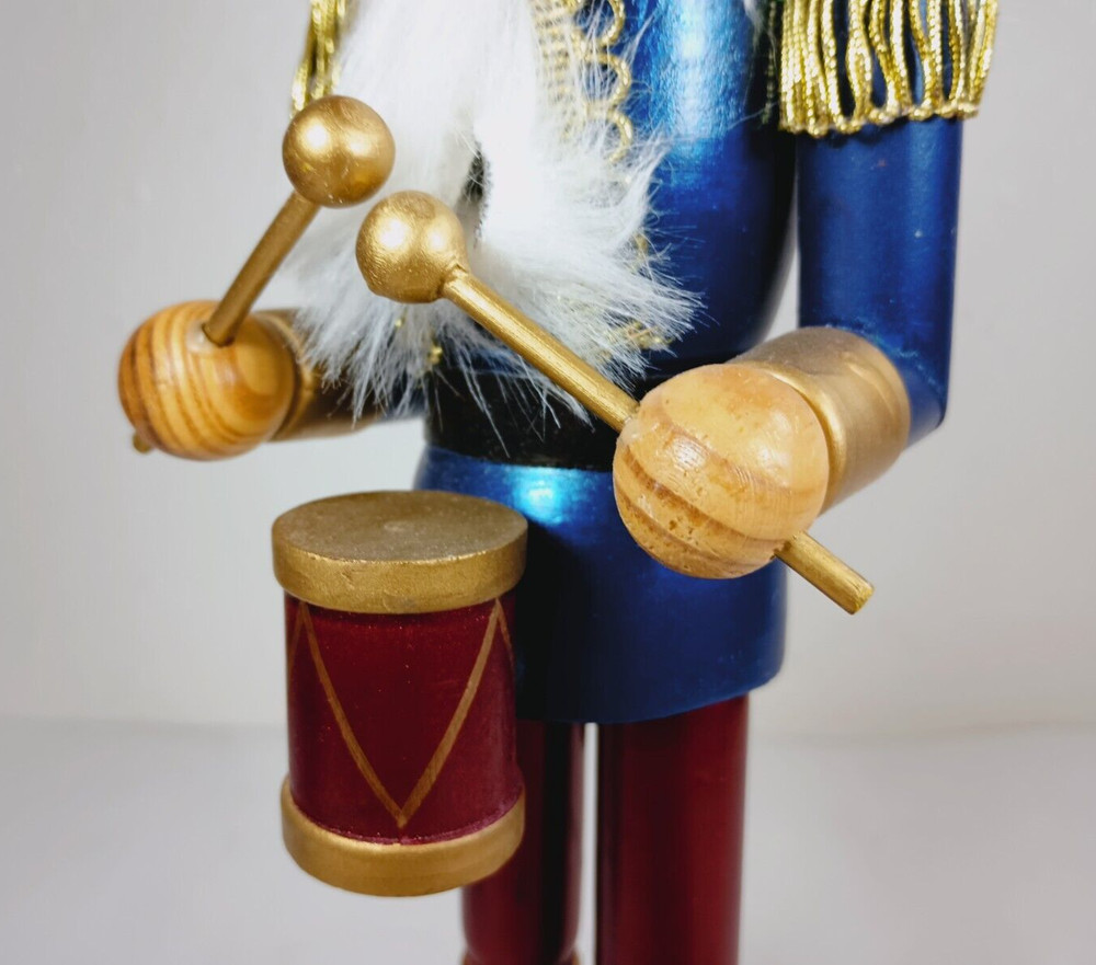 Band Leader Drummer Wood Nutcracker. 15" Tall.