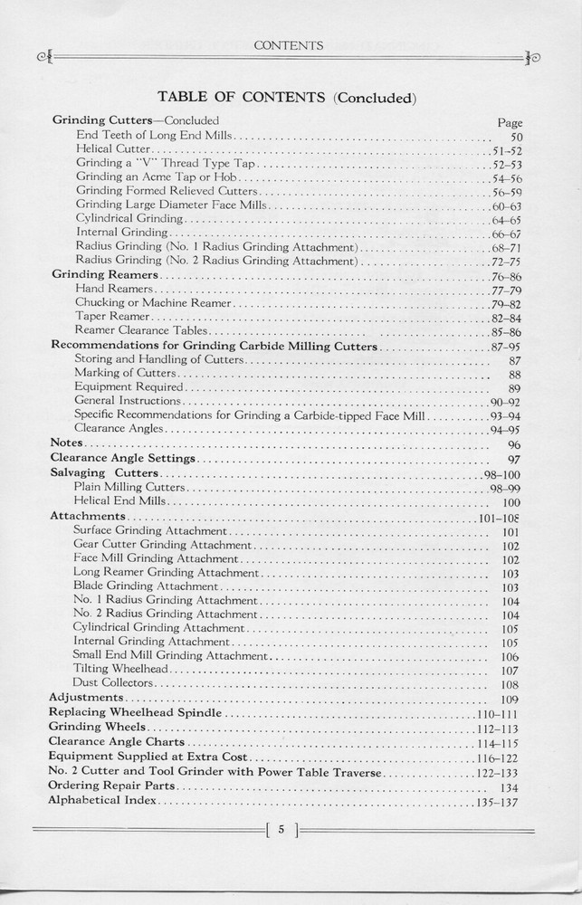 2 Cutter & Tool Grinder Operator Instruction Manual Fits Cincinnati 142