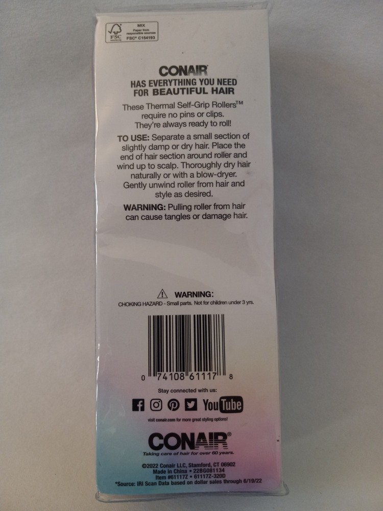 Conair Thermal Self-Grip Rollers Smooth & Voluminous Curls, Assorted Sizes, 12pk