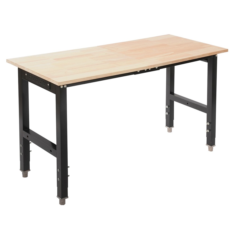 Height Adjustable Workbench with Power Outlets Heavy-Duty Work Table 110V