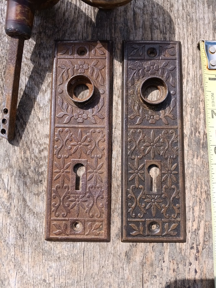 Antique Eastlake Door Knobs, Back Plates