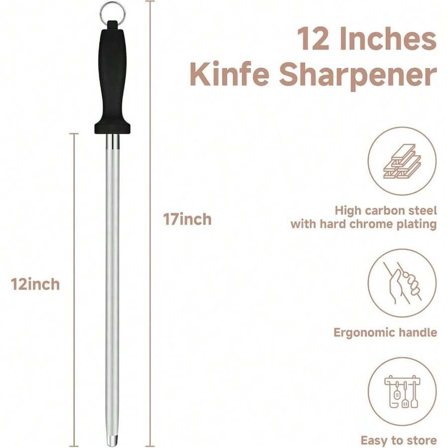 Klaus Meyer 12 inch High Carbon Diamond Sharpening Steel Kitchen Sharpener
