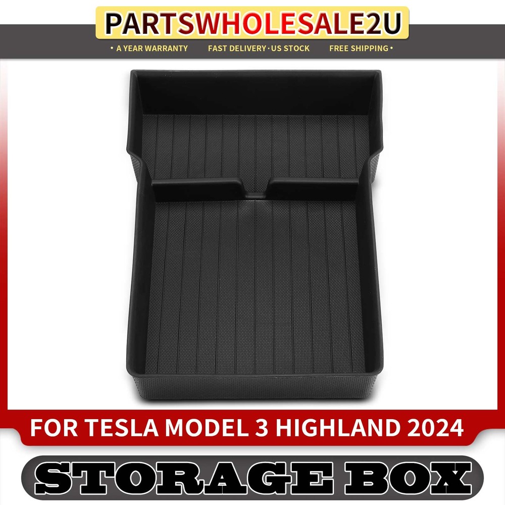 Black Center Armrest Lower Bottom Storage Compartment Box for Tesla Model 3 24