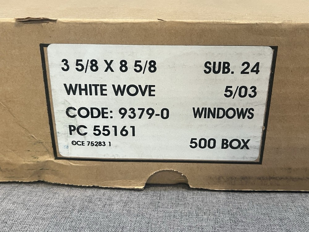 3 5/8" X 8 5/8" Double Window Envelopes "White Wove" PC 55161 / Code: 9379-0