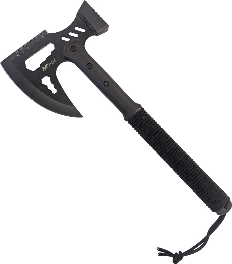 MTech Survival 6.75" Stainless Axe Head 6 Cutting Edge Black Cord Wrapped Handle