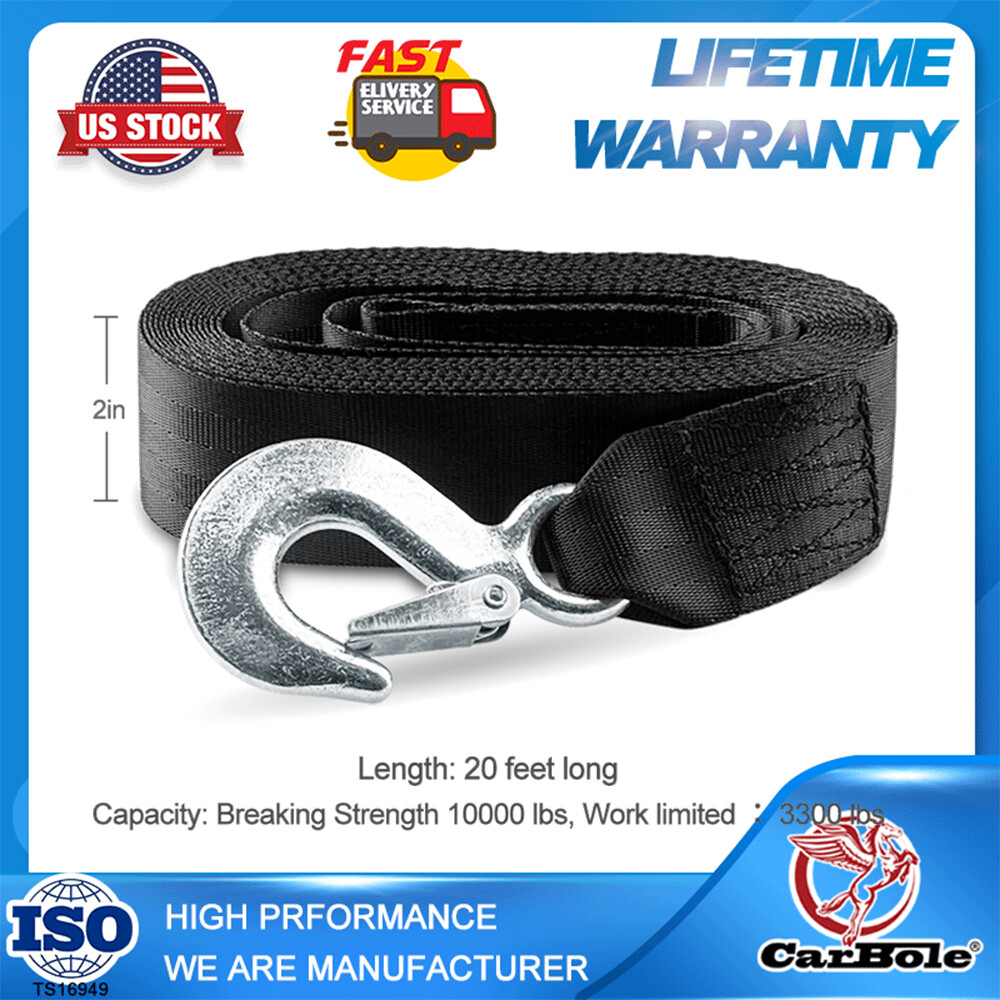 Winch Straps 20ft Boat Winch Strap with Hook Boat Trailer Winch Strap