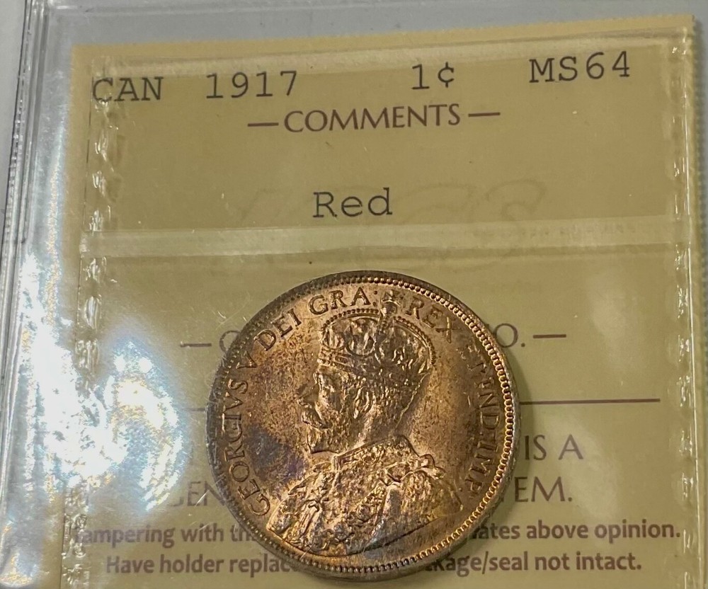 1917 Canada Large Cent George V MS64 RED Nice Coin ICCS Graded !