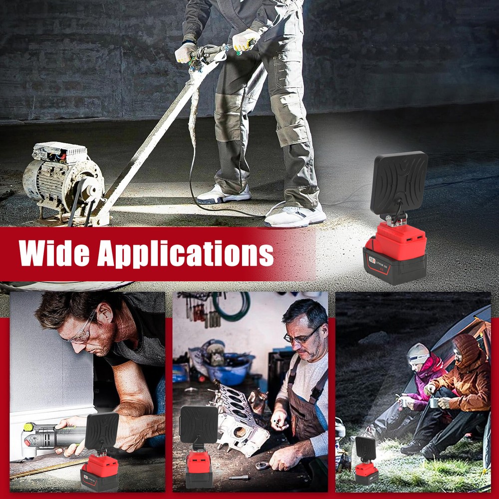 2 Pack 60W 18V LED Work Light Flashlight for Milwaukee M-18 Battery USB Output