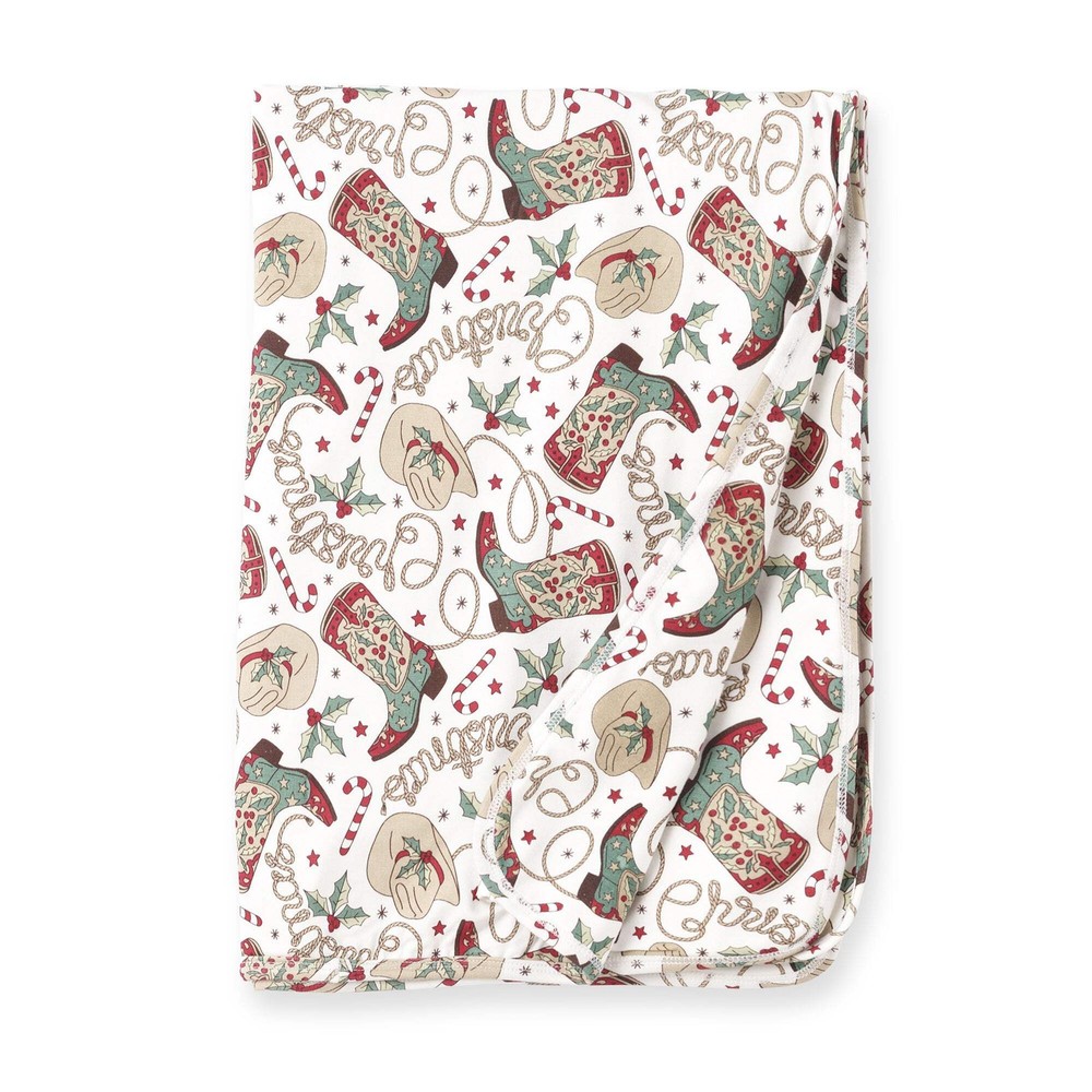 Western Christmas Stroller Blanket – Soft Bamboo Holiday