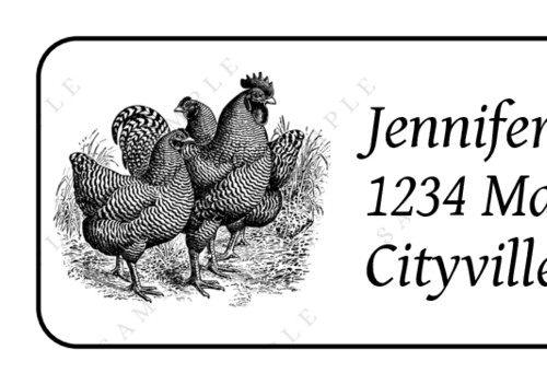 30 Chicken personalized return address labels stickers tags Hen Farm