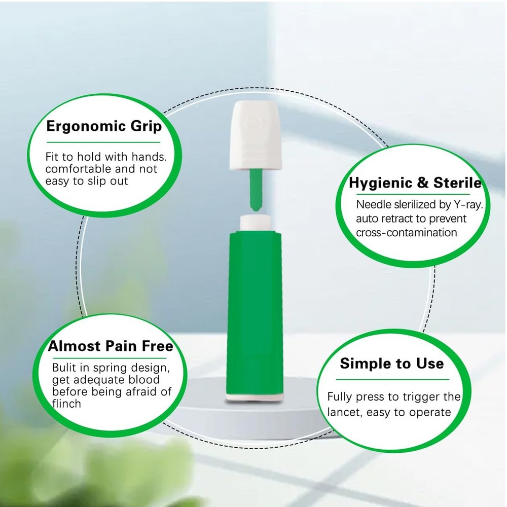 Safety Lancets, Pressure-Activated,Single use,for Comfortable Blood Testing (...