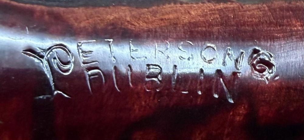 NOS Peterson Junior Rusticated Nickel Mounted Rhodesian Fishtail Pipe Unsmoked