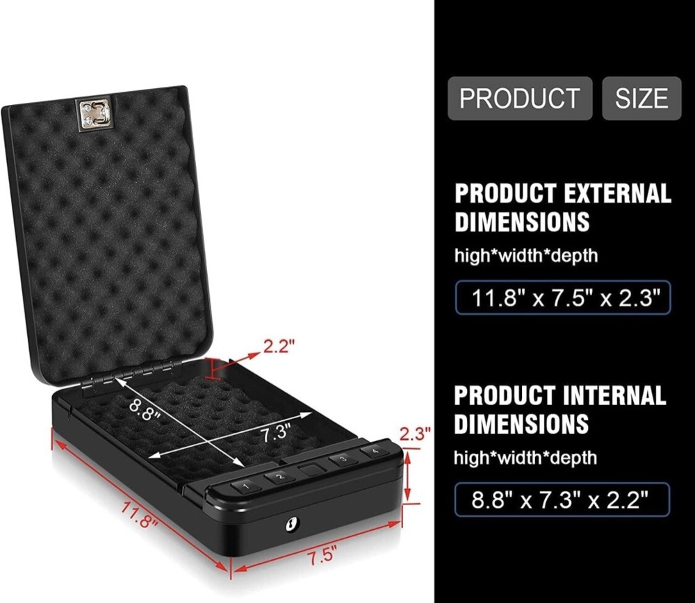 Langger V Gun Safe Pistol Handgun Easy Access Firearm Lock Box