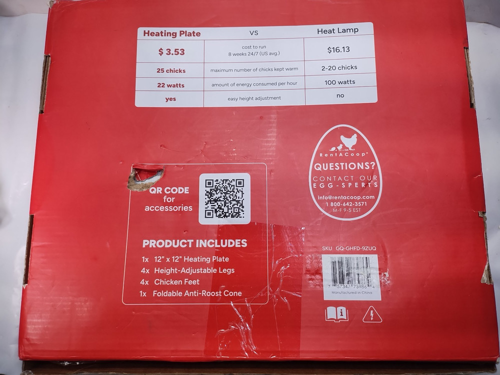 RentACoop 12x12" Adjustable Chick Brooder Heating Plate W/ Cone, Up to 25 Chicks