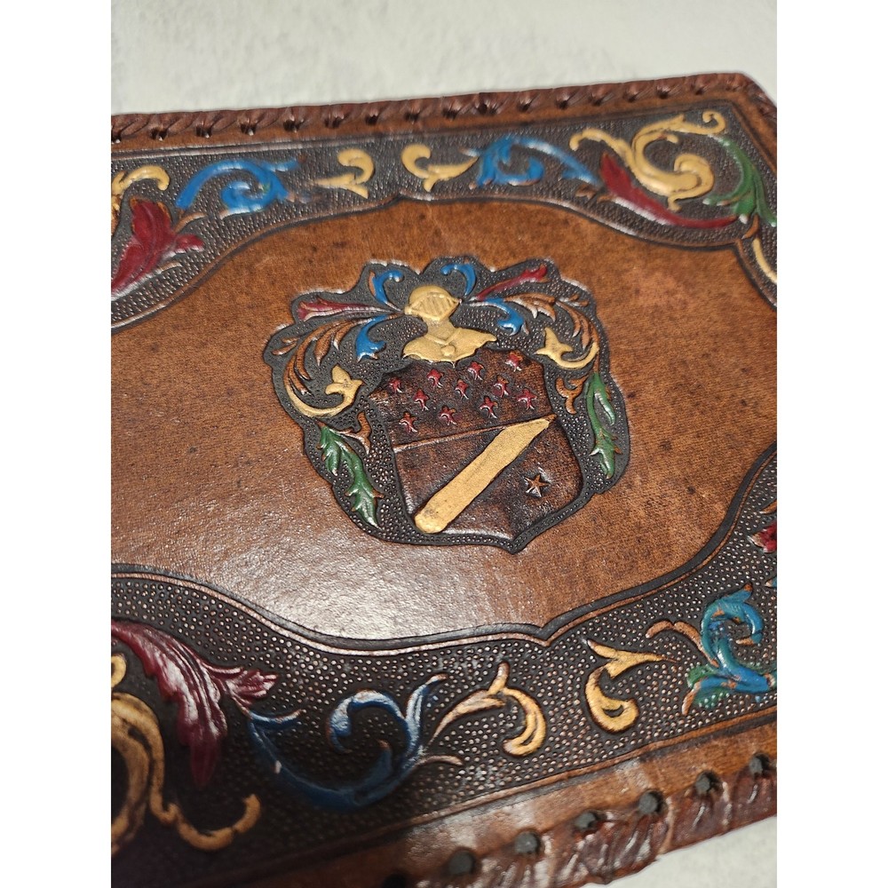 Vintage Hand Tooled Leather Scrapbook 7x10
