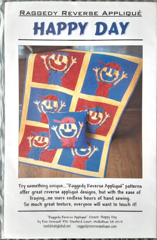 Raggedy Reverse Applique HAPPY DAY Pattern Sewing Craft Project (H)