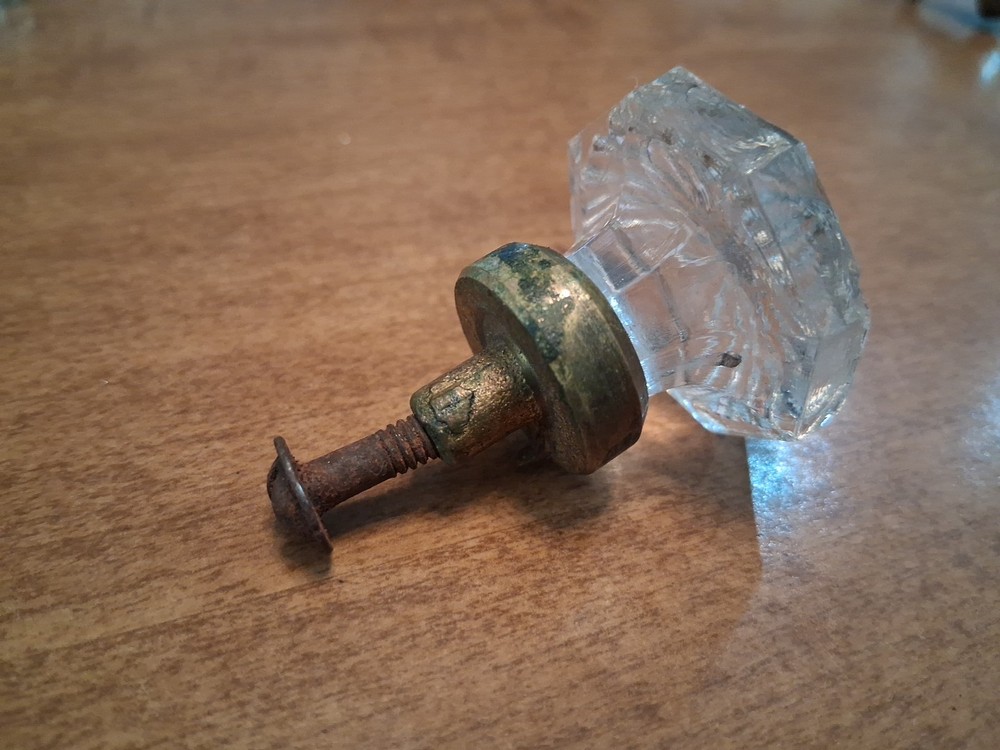 Antique Glass Drawer Pull Knobs Set Of 4 Octagon Shape