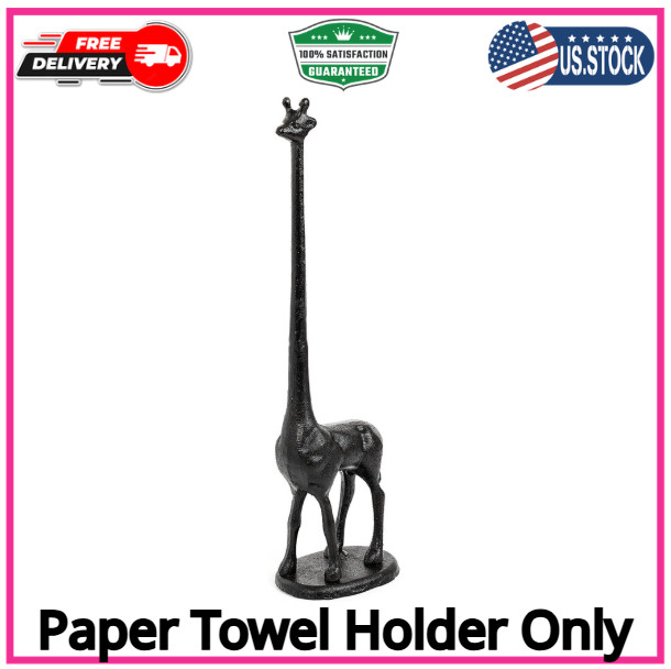Cast Iron Giraffe Paper Towel Holder, Updated Heavy Duty Solid Base, Free Sta...