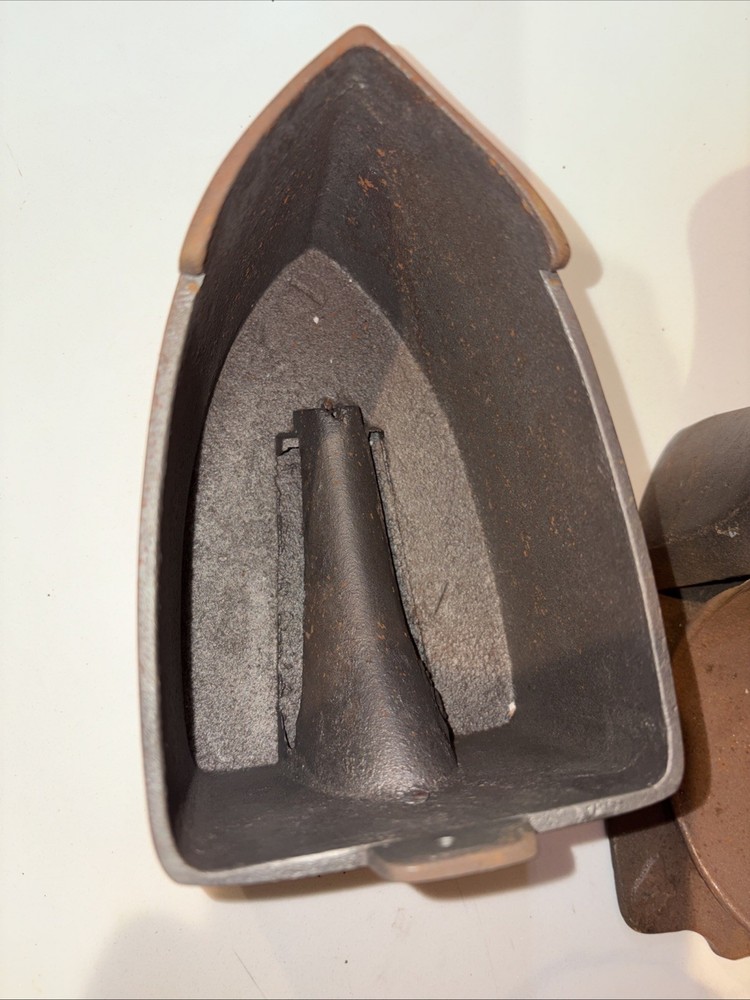 Antique Cast Iron Charcoal Sad Iron - Coal Box Style