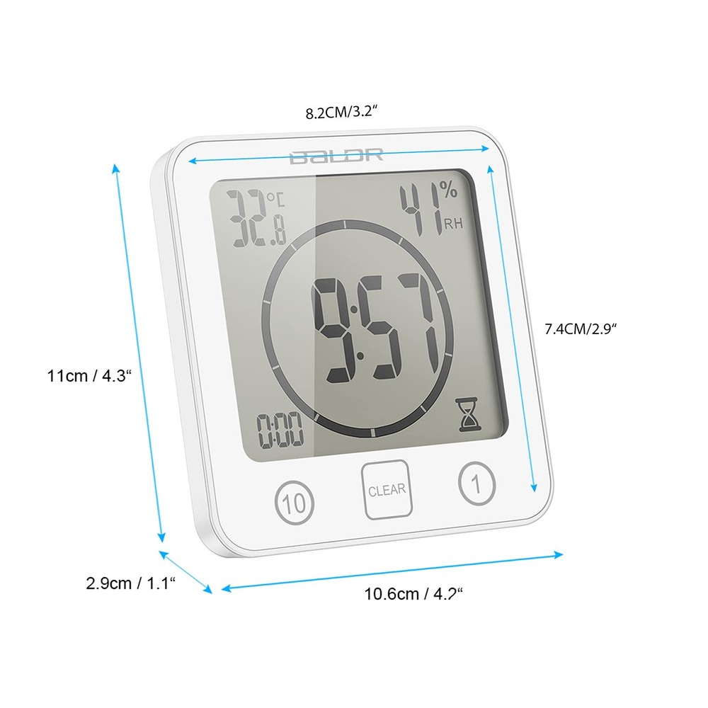 Digital Bathroom Shower Wall Clock, LCD Digital Wall Clock with Suction, Wate...
