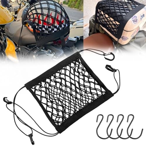 Upgrade Motorcycle Cargo Net,10"X11" Double Layer Storage Bungee Net,High