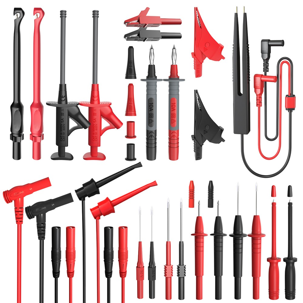 25PCS Silicone Multimeter Test Leads Kit with Replaceable Wire Piercing Probes