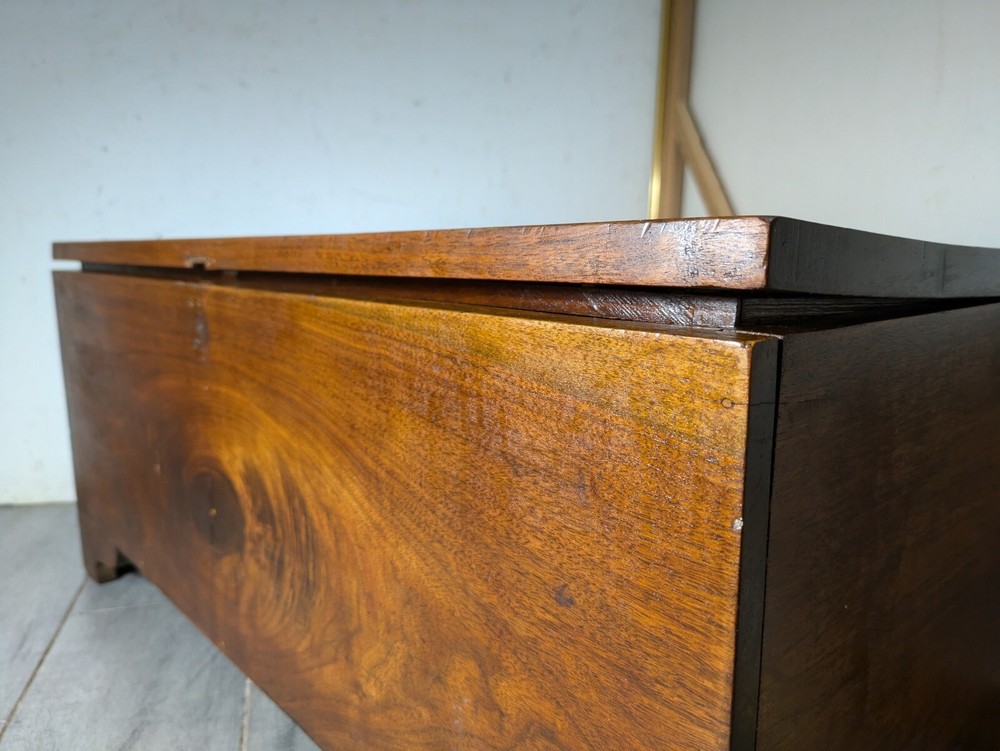 Antique Rustic Solid Wood Carpenter Tool Storage Box Chest Trunk with Lid N65
