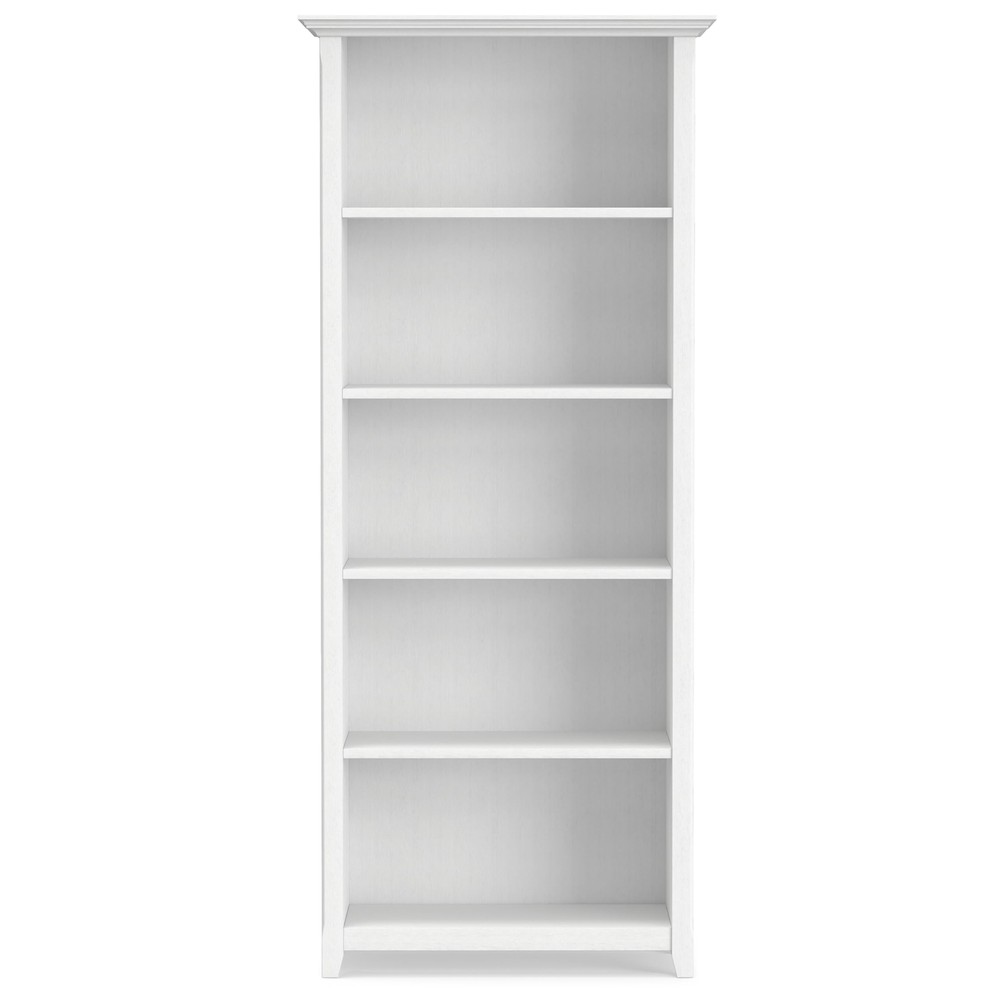 SIMPLIHOME Amherst SOLID WOOD 30 Inch Transitional 5 Shelf Bookcase in White For