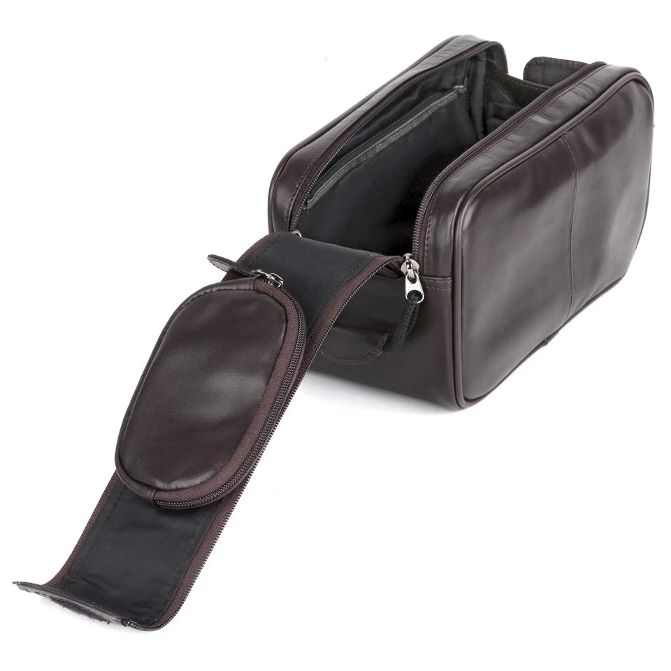 Dopp Leather Soft Sided Multi-Zip Travel Shave Kit Black