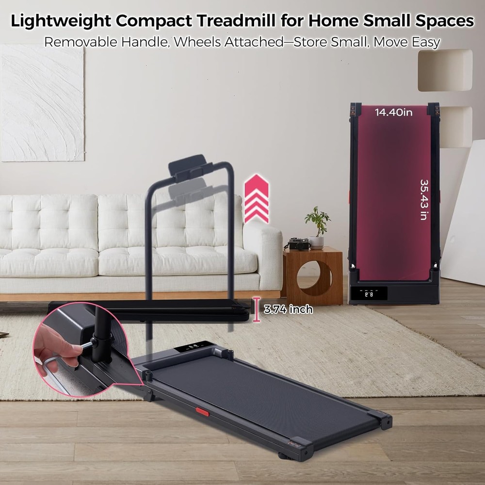 Walking Pad with Handle Bar, 2026 Upgrade Small Walking Pad Treadmill