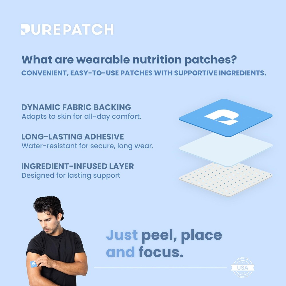 Pure Patch Focus Patch – Plant-Based Vegan Topical Patch – Alpha GPC – Lion’s...