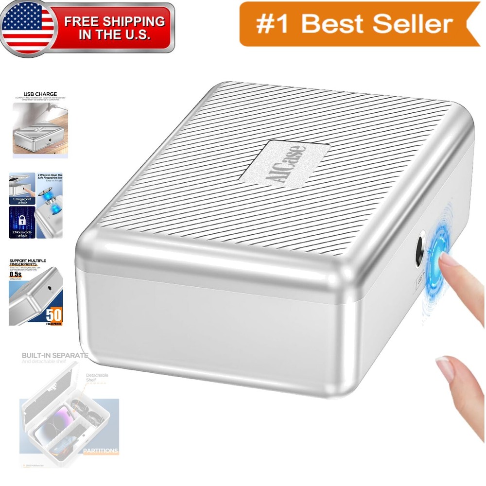 Biometric Fingerprint Safe Box - Quick Access Storage for Jewelry & Documents