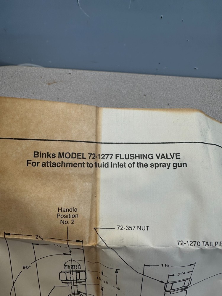 BINKS 72-1277 FLUSHING VALVE, NEW FREE SHIPPING