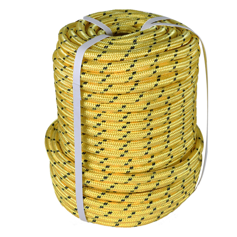 6180Lbs Breaking Strength 1/2"×200' Bull Rope Double Braid Polyester Rope Yellow