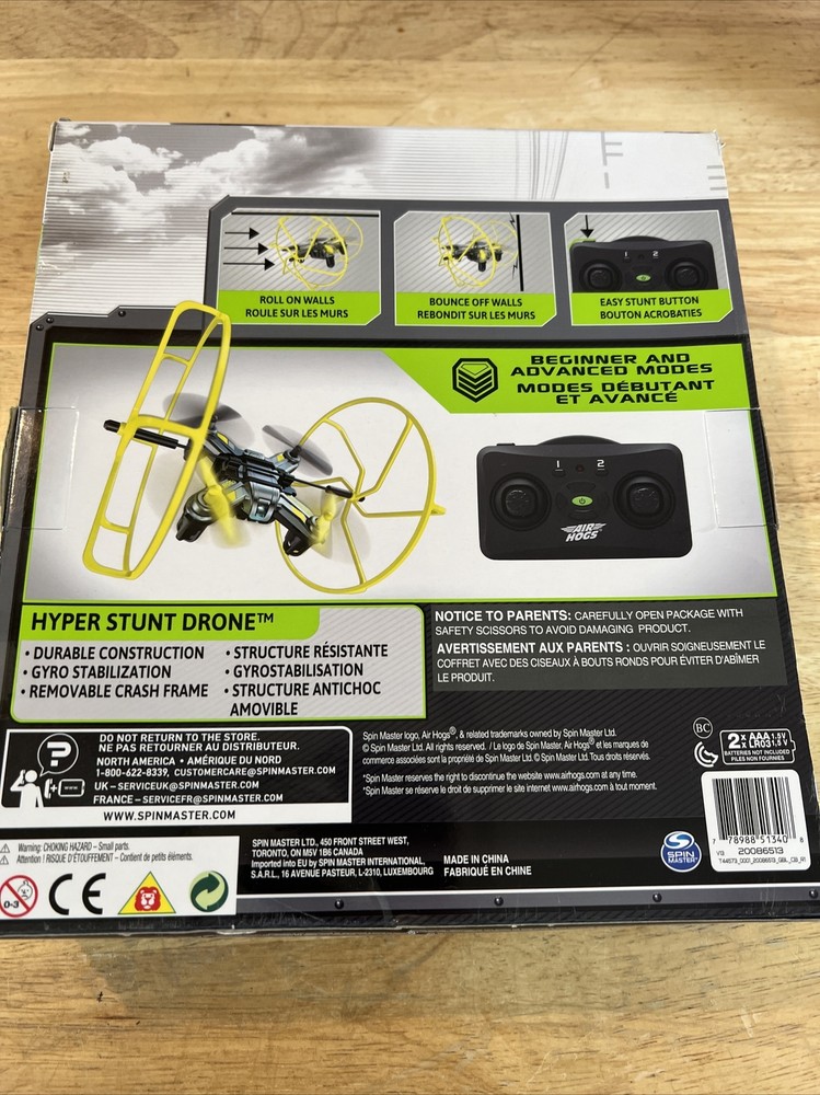 Air Hogs - Hyper Stunt Drone - Unstoppable Micro RC Drone -Yellow Barely Used