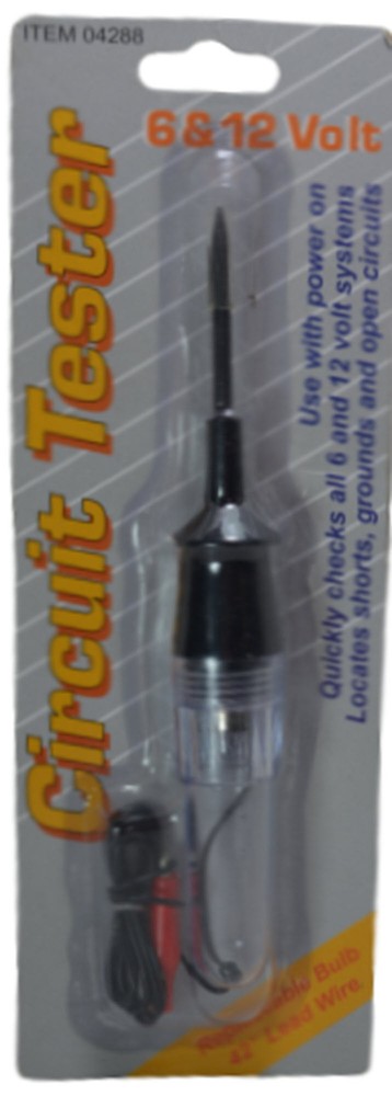 HFT 04288 6 & 12 Volt Circuit Tester – Replaceable Bulb – Long Lead Wire