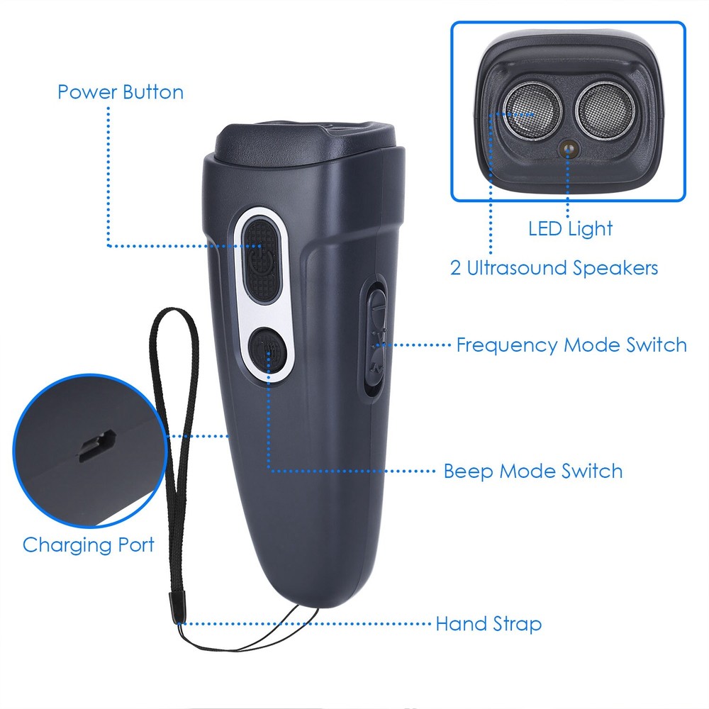 Ultrasonic Stop Barking Away Anti Bark Control with 4 Effective Modes LED Light