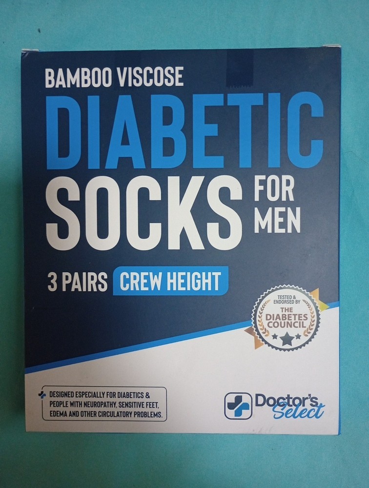 Doctors Select Crew Bamboo Diabetic Socks Large White 3 Pk